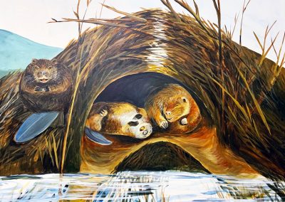 Dyfi mural, beaver lodge, 2022